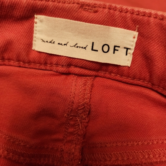 Loft Coral Pink Denim Mini Skirt With Frayed Hem Size 2 - Picture 11 of 12